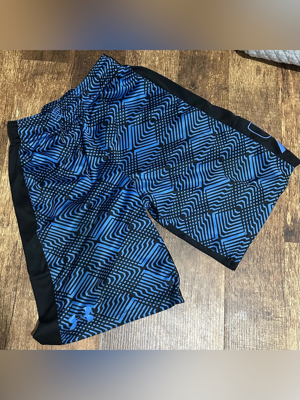 Under Armour Blue & Black Geometric Athletic Shorts